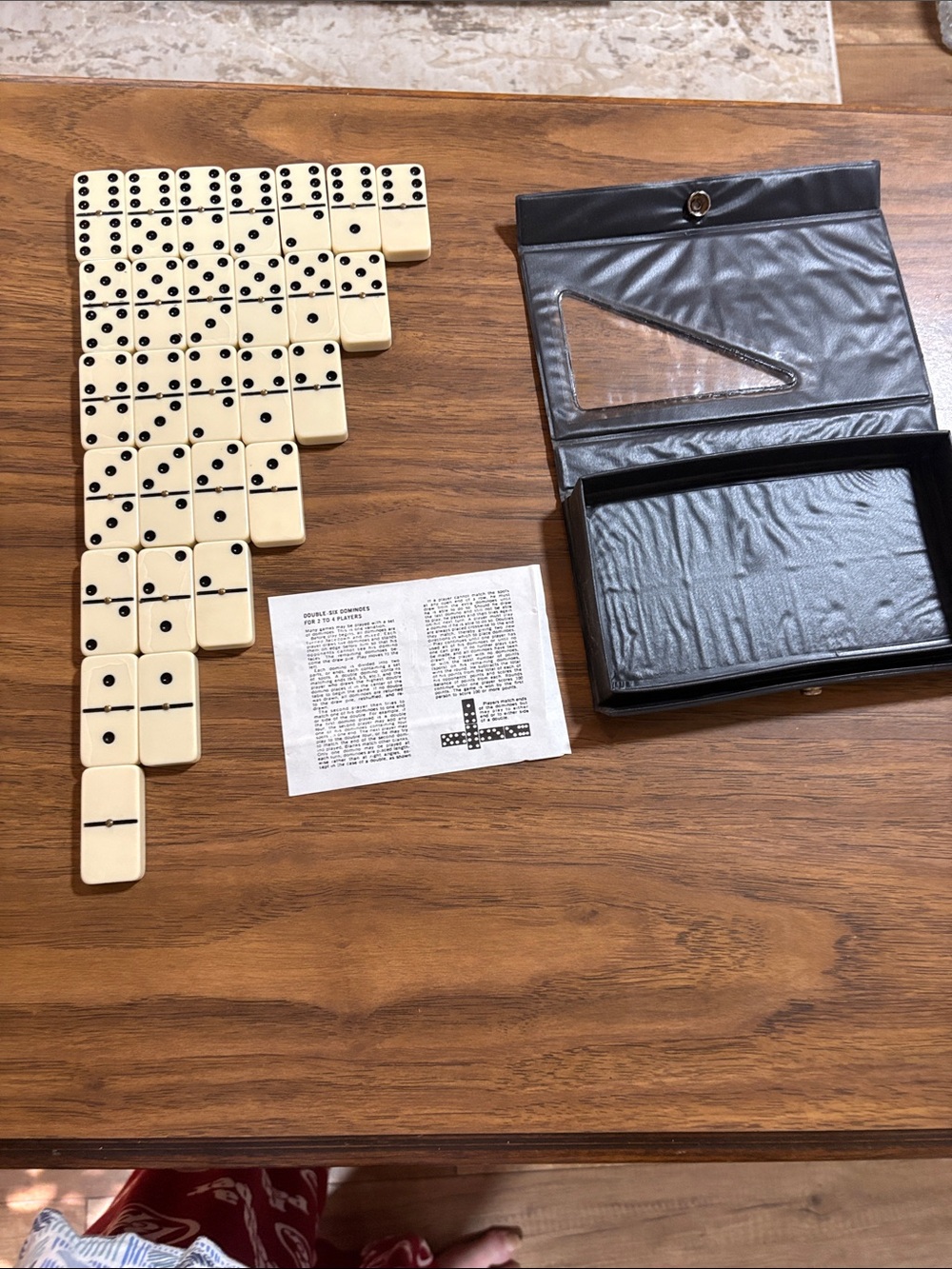 Classic Domino Set in Ivory with Brass Rivets , Black Dots - Home Games